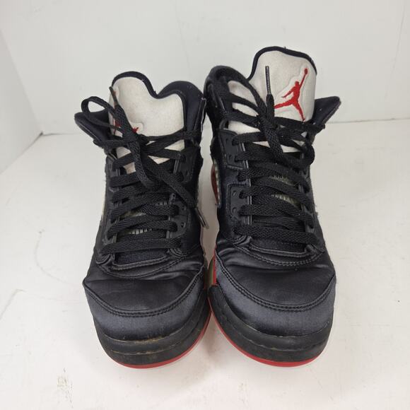 Nike Air Jordan Sneakers Shoes Youth Sz 7Y Satin Bred Black Red Basketball Shoe